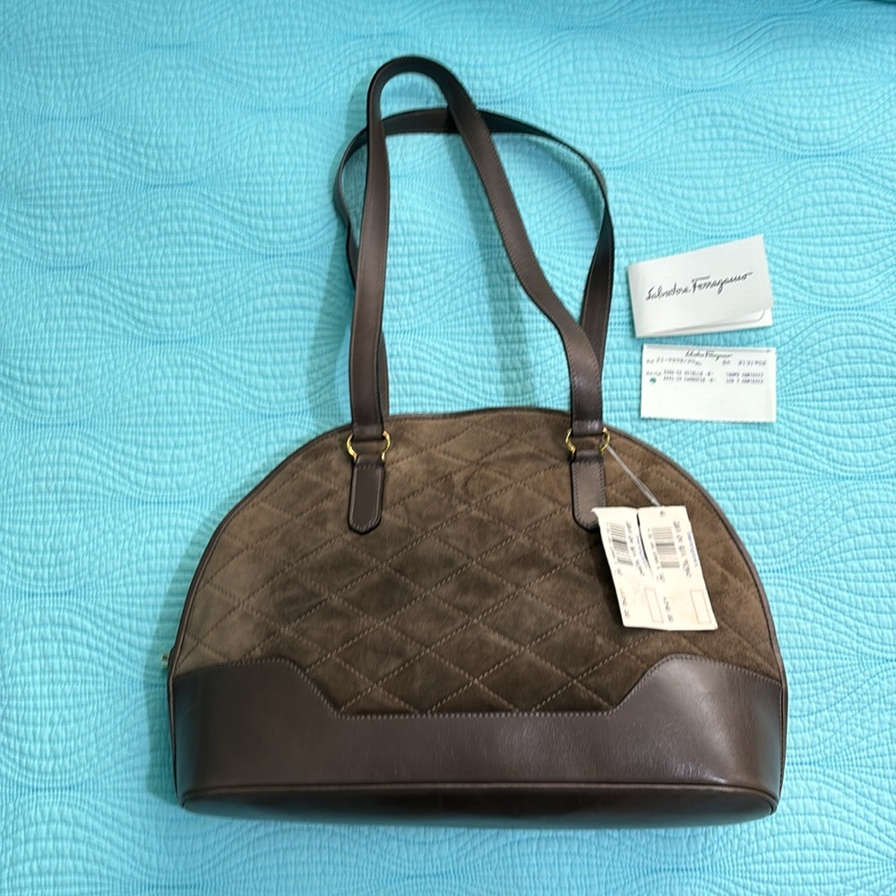 Salvatore Ferragamo quilted shoulder bag with suede and leather